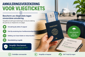 Paspoort en vliegtickets met annuleringsverzekering voor vliegreizen